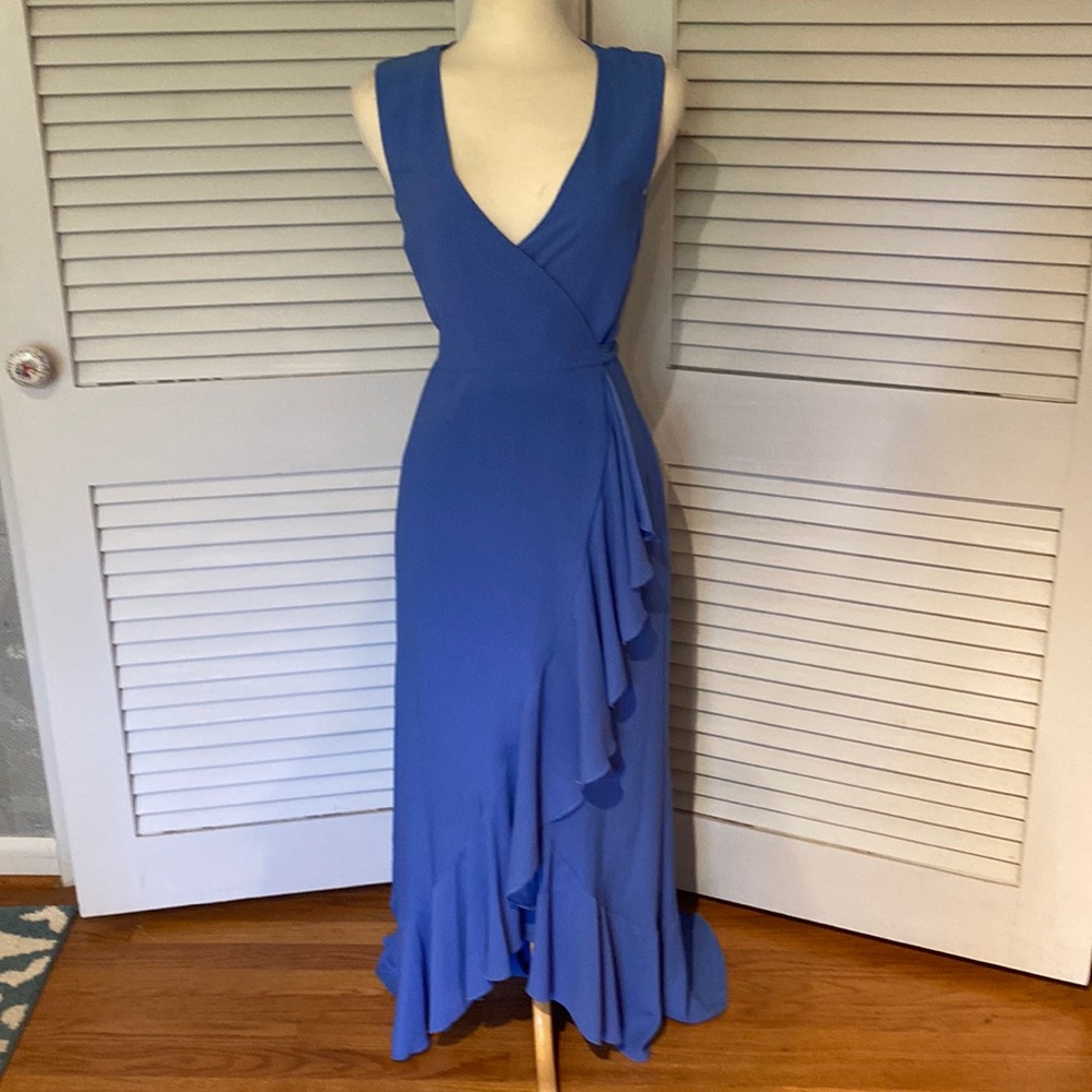 Beautiful periwinkle blue high low wrap dress. Size small NWT